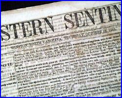 Rare CONFEDERATE Civil War Winston NC North Carolina 1861 Southern Old Newspaper