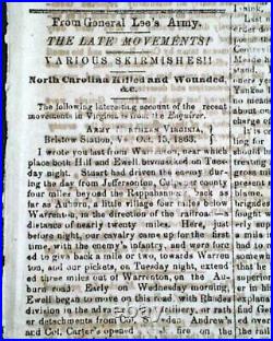 Rare CONFEDERATE Civil War Winston NC North Carolina 1861 Southern Old Newspaper