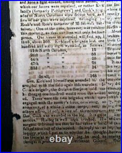 Rare CONFEDERATE Civil War Winston NC North Carolina 1861 Southern Old Newspaper