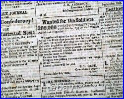 Rare CONFEDERATE Civil War Winston NC North Carolina 1861 Southern Old Newspaper