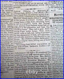 Rare CONFEDERATE Civil War Winston NC North Carolina 1862 Southern old Newspaper