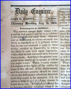 Rare CONFEDERATE Columbus Georgia Battle of Seven Pines 1862 Civil War Newspaper