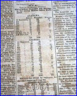 Rare CONFEDERATE Columbus Georgia Battle of Seven Pines 1862 Civil War Newspaper