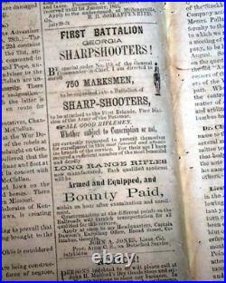 Rare CONFEDERATE Columbus Georgia Battle of Seven Pines 1862 Civil War Newspaper