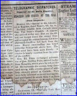 Rare CONFEDERATE Columbus Georgia with Battle of Antietam 1862 Civil War Newspaper