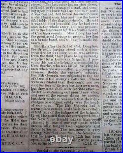 Rare CONFEDERATE Columbus Georgia with Battle of Antietam 1862 Civil War Newspaper