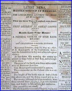 Rare CONFEDERATE First Battle of Bull Run Civil War 1861 New Bern NC Newspaper