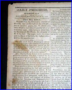 Rare CONFEDERATE First Battle of Bull Run Civil War 1861 New Bern NC Newspaper