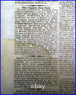 Rare CONFEDERATE Fort Sumter Civil War STARTS 1861 Wilmington NC Old Newspaper