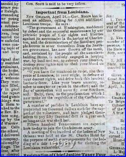 Rare CONFEDERATE Fort Sumter Civil War STARTS 1861 Wilmington NC Old Newspaper