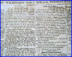 Rare CONFEDERATE Fort Sumter Civil War STARTS 1861 Wilmington NC Old Newspaper