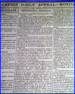 Rare CONFEDERATE Grenada MS Civil War 1862 Newspaper with Publisher on the Run