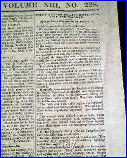Rare CONFEDERATE Greneda MS Miss. With Battle of ANTIETAM Civil War 1862 Newspaper