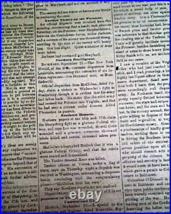 Rare CONFEDERATE Greneda MS Miss. With Battle of ANTIETAM Civil War 1862 Newspaper