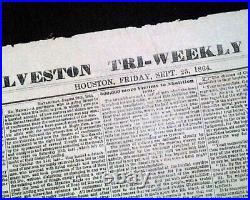 Rare CONFEDERATE Houston TX Texas & Nearby Galveston Civil War 1864 Newspaper