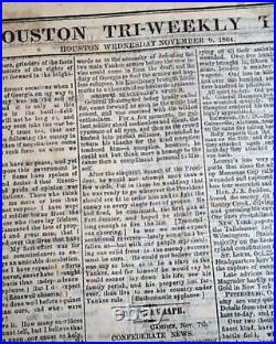 Rare CONFEDERATE Houston TX Texas with Jefferson Davis Civil War 1864 Newspaper