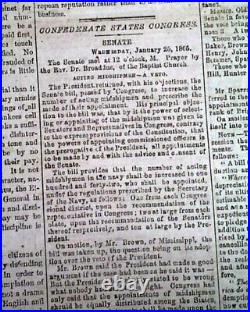 Rare CONFEDERATE Jefferson Davis Thanksgiving Procl. 1865 Civil War Newspaper