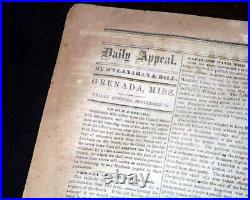 Rare CONFEDERATE Memphis TN Tennessee in GRENADA MS Civil War 1863 Old Newspaper