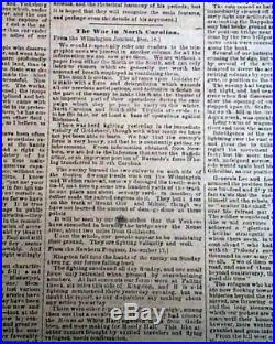 Rare CONFEDERATE Memphis TN Tennessee in JACKSON MS Civil War 1862 Old Newspaper