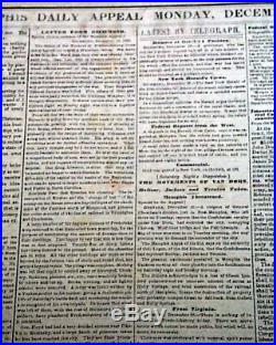 Rare CONFEDERATE Memphis TN Tennessee in JACKSON MS Civil War 1862 Old Newspaper