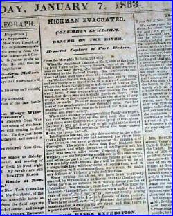 Rare CONFEDERATE Memphis TN Tennessee in JACKSON MS Civil War 1863 Old Newspaper