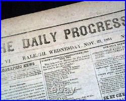 Rare CONFEDERATE Raleigh NC North Carolina CIVIL WAR Nearing End 1864 Newspaper