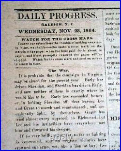 Rare CONFEDERATE Raleigh NC North Carolina CIVIL WAR Nearing End 1864 Newspaper