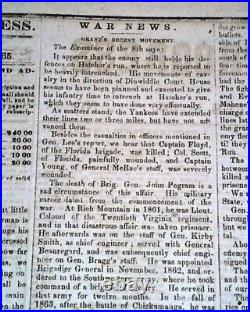 Rare CONFEDERATE Raleigh NC North Carolina CIVIL WAR Nearing End 1864 Newspaper