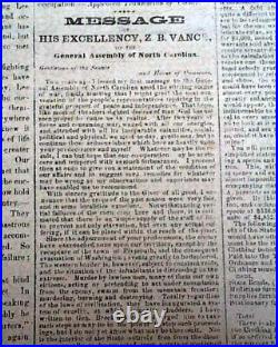 Rare CONFEDERATE Raleigh NC North Carolina CIVIL WAR Nearing End 1864 Newspaper