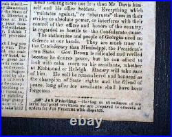 Rare CONFEDERATE Raleigh NC North Carolina CIVIL WAR Nearing End 1864 Newspaper