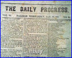 Rare CONFEDERATE Raleigh NC North Carolina Final Months CIVIL WAR 1865 Newspaper