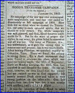 Rare CONFEDERATE Raleigh NC North Carolina Final Months CIVIL WAR 1865 Newspaper