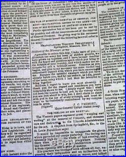 Rare CONFEDERATE Richmond VA Virginia Civil War 1861 Newspaper with Belmont MO