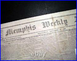 Rare CONFEDERATE STRONGHOLD Memphis TN Tennessee Civil War 1861 Old Newspaper