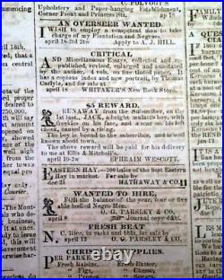 Rare CONFEDERATE Wilmington NC North Carolina CIVIL WAR Start 1861 Old Newspaper