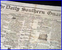 Rare CONFEDERATE with Jefferson Davis Inauguration 1862 Columbia S. C. Newspaper