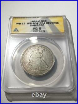 Rare CSA 1861O Seated Liberty ANACS Half Dollar- From Civil War Confederate Mint