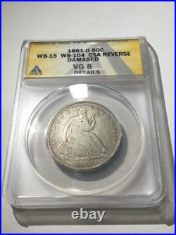 Rare CSA 1861O Seated Liberty ANACS Half Dollar- From Civil War Confederate Mint