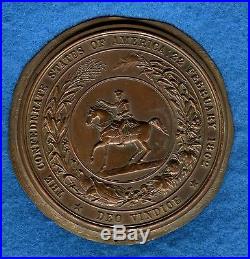 Rare CSA CONFEDERATE SEAL 3.5Bronze Civil War 1872 Pickett Medal