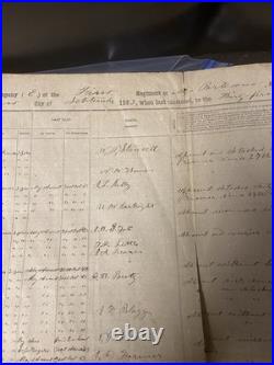 Rare Civil War Confederate 1st Mississippi Rangers Cavalry Muster Roll Document
