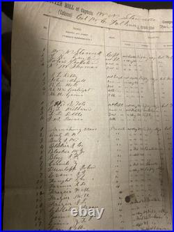 Rare Civil War Confederate 1st Mississippi Rangers Cavalry Muster Roll Document