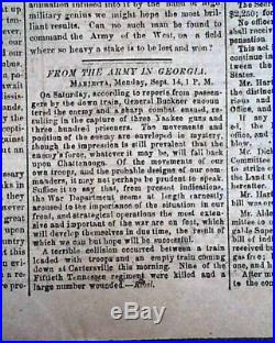 Rare Confederate BATTLE OF CHICKAMAUGA Chattanooga TN 1863 Civil War Newspaper