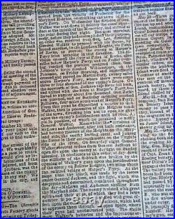 Rare Confederate Battle of Antietam Sharpsburg Maryland 1862 Civil War Newspaper