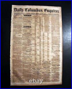 Rare Confederate COLUMBUS GA Georgia John Hunt Morgan 1862 Civil War Newspaper