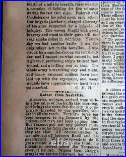 Rare Confederate COLUMBUS GA Georgia Stonewall Jackson 1862 Civil War Newspaper