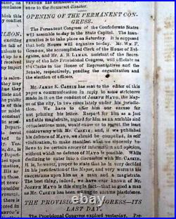 Rare Confederate Capital Fall of Fort Donelson Tennessee1862 Civil War Newspaper