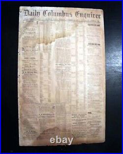 Rare Confederate Columbus GA Muscogee County Georgia 1862 Civil War Newspaper