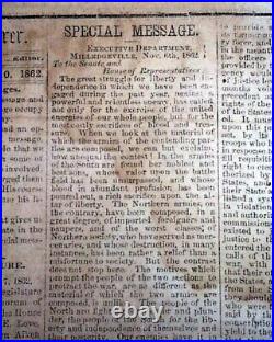 Rare Confederate Columbus GA Muscogee County Georgia 1862 Civil War Newspaper