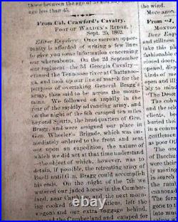 Rare Confederate Columbus GA Muscogee County Georgia 1862 Civil War Newspaper