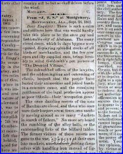 Rare Confederate Columbus GA Muscogee County Georgia 1862 Civil War Newspaper